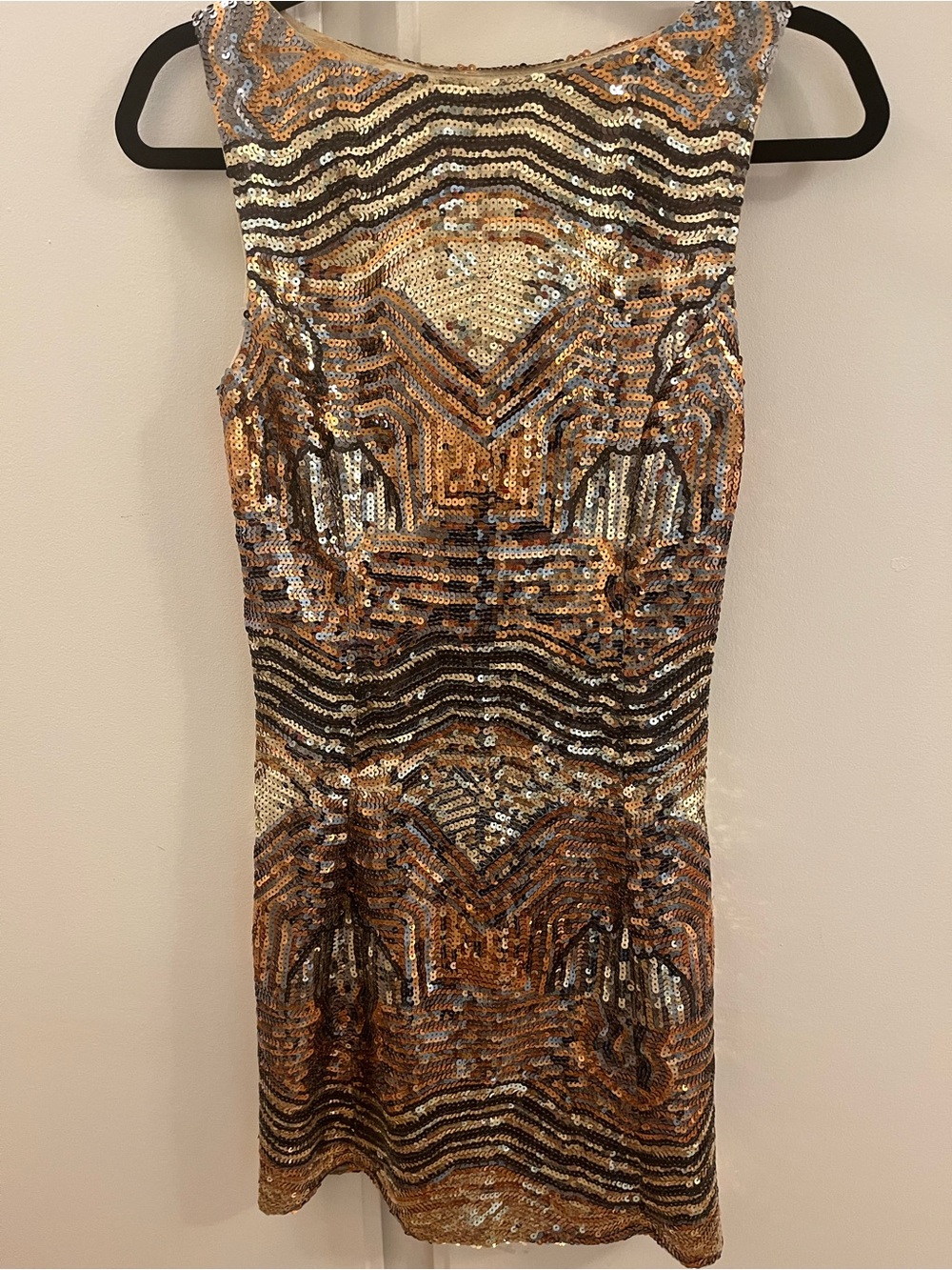 Marciano Gold, Bronze and Silver Sequin Mini Dress - Size XS